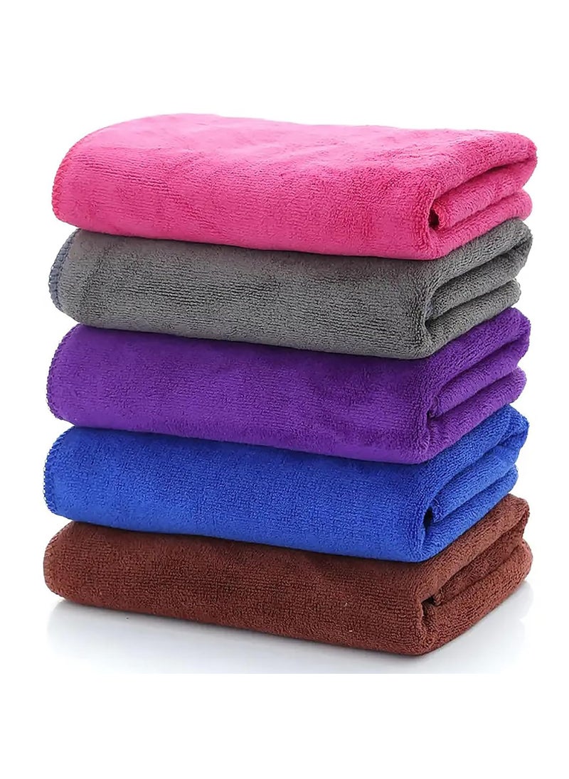 ALOUD CREATIONS 5 pc Microfiber Face Towel Gym Towels 350 GSM 40x40 cm Set of 5 Multicolour