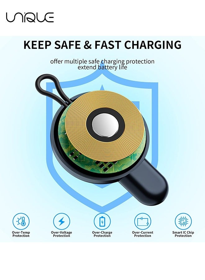USB-C Charger for Apple Watch - Portable Wireless Magnetic Fast Charging Compatible with Apple iWatch Ultra/Series 8/7/6/5/4/3/SE Travel Pod Charger - Cordless Travel Charger Keychain - Black/White