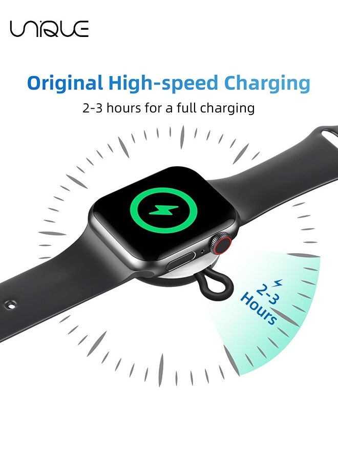 USB-C Charger for Apple Watch - Portable Wireless Magnetic Fast Charging Compatible with Apple iWatch Ultra/Series 8/7/6/5/4/3/SE Travel Pod Charger - Cordless Travel Charger Keychain - Black/White