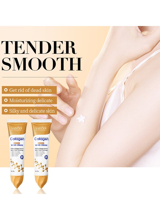 2PCS Collagen Anti Wrinkle Hand Cream, Nourishing Whitening Moisturizing Skin Care Cream, Fast Absorbing Anti Ageing Hand Cream, Smooth And Soft Skin Crack Repair Cream To Remove Wrinkles Darkness 30G