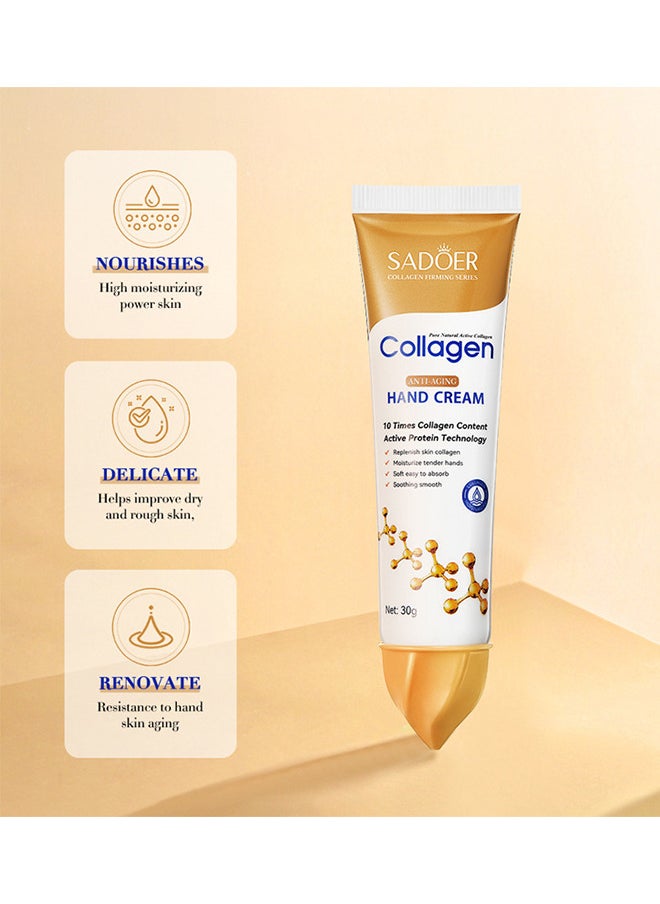 2PCS Collagen Anti Wrinkle Hand Cream, Nourishing Whitening Moisturizing Skin Care Cream, Fast Absorbing Anti Ageing Hand Cream, Smooth And Soft Skin Crack Repair Cream To Remove Wrinkles Darkness 30G
