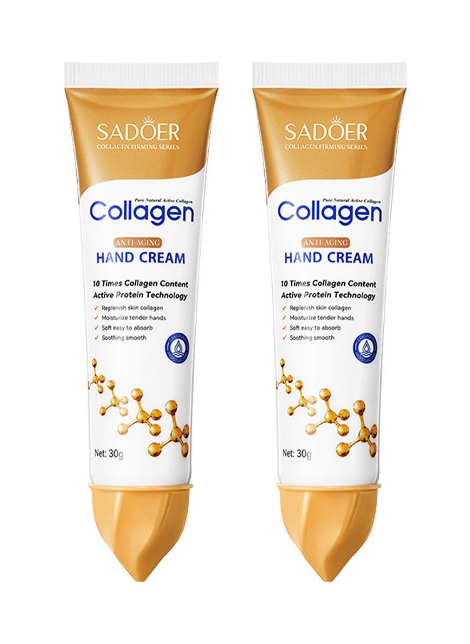 2PCS Collagen Anti Wrinkle Hand Cream, Nourishing Whitening Moisturizing Skin Care Cream, Fast Absorbing Anti Ageing Hand Cream, Smooth And Soft Skin Crack Repair Cream To Remove Wrinkles Darkness 30G