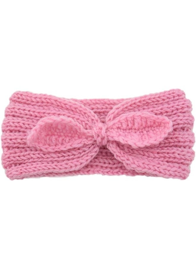 Fmeida 3 Pack Baby Christmas Headband, Warm Bunny Knot Hair Band, Knit Head Wrap Elastics Hairbands, Hair Accessories for Baby Girls Newborn Infant Toddlers Kids Children | Peach Pink Red
