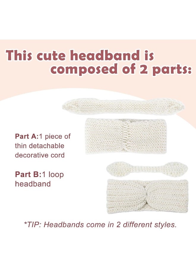 Fmeida 3 Pack Baby Christmas Headband, Warm Bunny Knot Hair Band, Knit Head Wrap Elastics Hairbands, Hair Accessories for Baby Girls Newborn Infant Toddlers Kids Children | Peach Pink Red