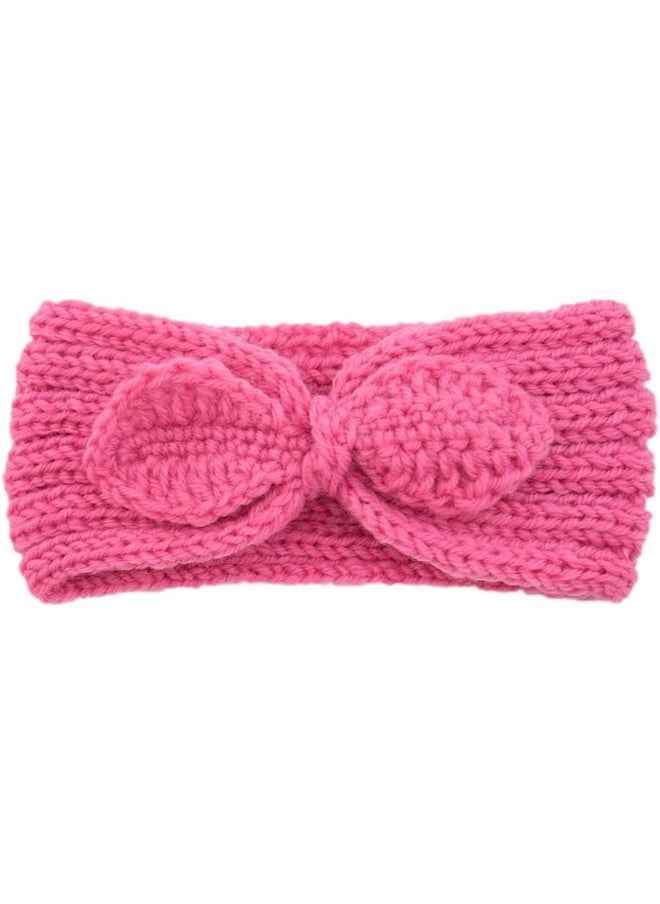 Fmeida 3 Pack Baby Christmas Headband, Warm Bunny Knot Hair Band, Knit Head Wrap Elastics Hairbands, Hair Accessories for Baby Girls Newborn Infant Toddlers Kids Children | Peach Pink Red