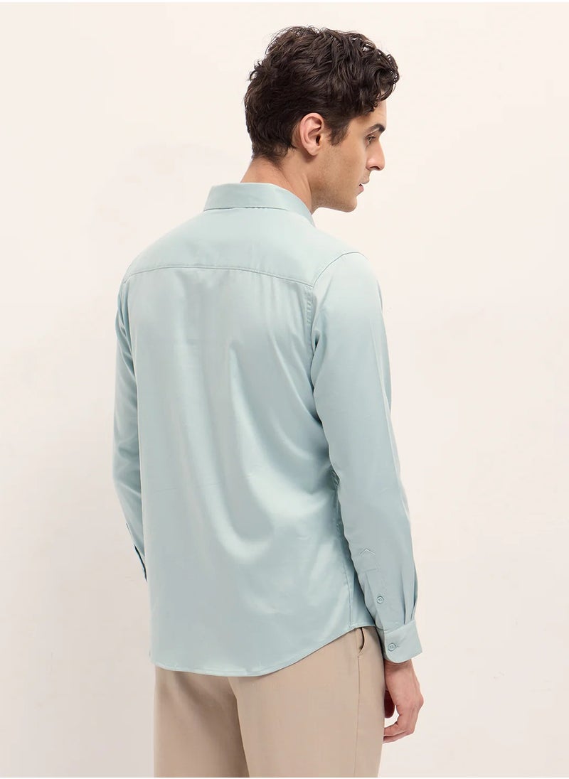 Cotton Shirt for Men | Slim Fit, Long Sleeve, Casual or Formal Button-Down | Soft, Breathable Fabric for Work, Everyday, & All-Season Wear in Stylish