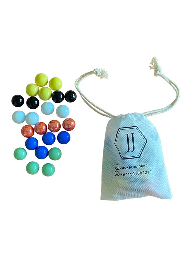 Solid Pine Wood Jacaroo Double Sided Board Game For 4 And 6 Players, Two Sides Jakaroo With Glass Marbles, Playing Cards And Carry Bag 4 Players