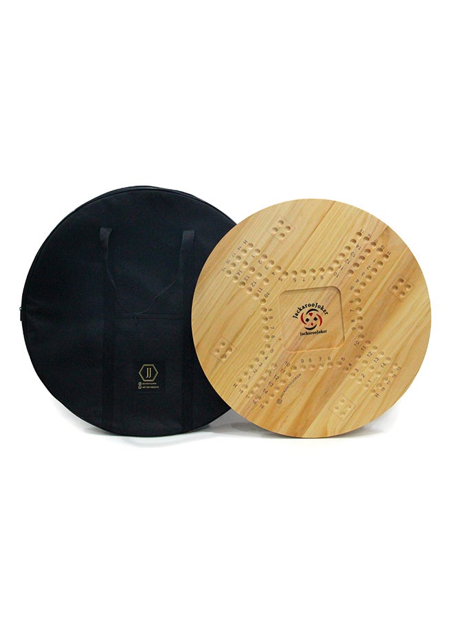 Solid Pine Wood Jacaroo Double Sided Board Game For 4 And 6 Players, Two Sides Jakaroo With Glass Marbles, Playing Cards And Carry Bag 4 Players