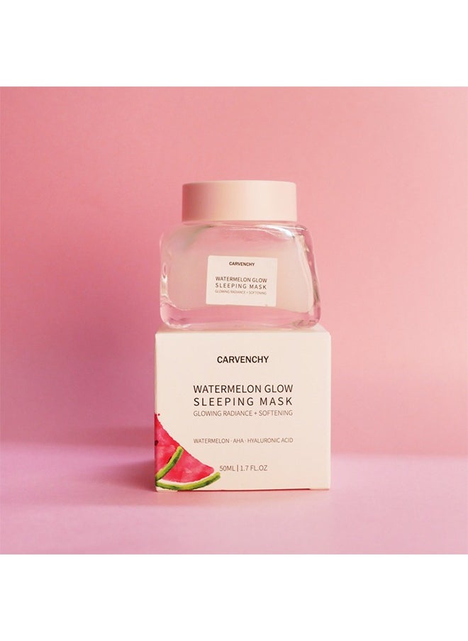 Watermelon Glow Sleeping Mask, Watermelon Overnight Face Masks Skincare, with AHA, Hyaluronic Acid, Niacinamide - Anti Aging Face Cream for Smooth, Glowing (50ml)