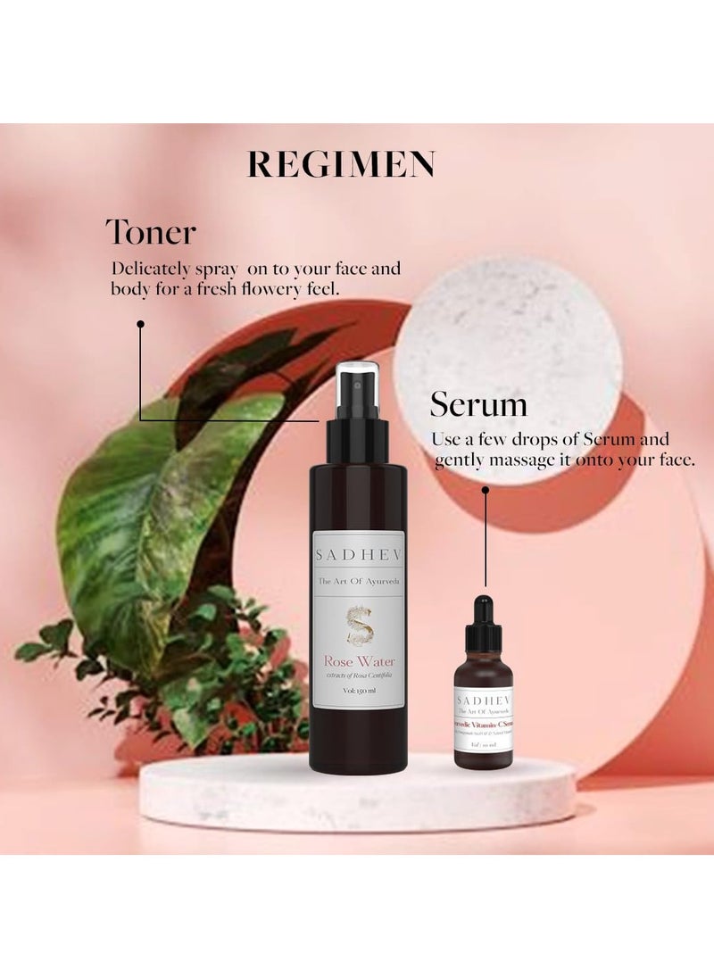 Ayurvedic Vitamin C Face Serum For Glowing and Clear Skin With Pomegranate Seed Oil And Natural Vitamin E - 30ml