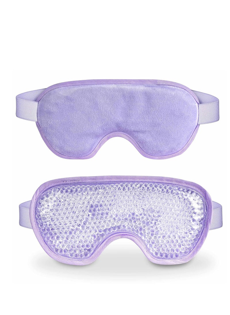 Cooling Eye Mask with Gel Bead, Reusable Cold Compress Ice Pack Sleeping Eye Cooling Pads for After Eyelid Surgery, Puffiness, Puffy Eyes, Headache, Migraine Relief （Purple）