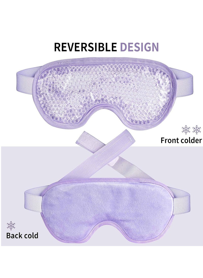 Cooling Eye Mask with Gel Bead, Reusable Cold Compress Ice Pack Sleeping Eye Cooling Pads for After Eyelid Surgery, Puffiness, Puffy Eyes, Headache, Migraine Relief （Purple）