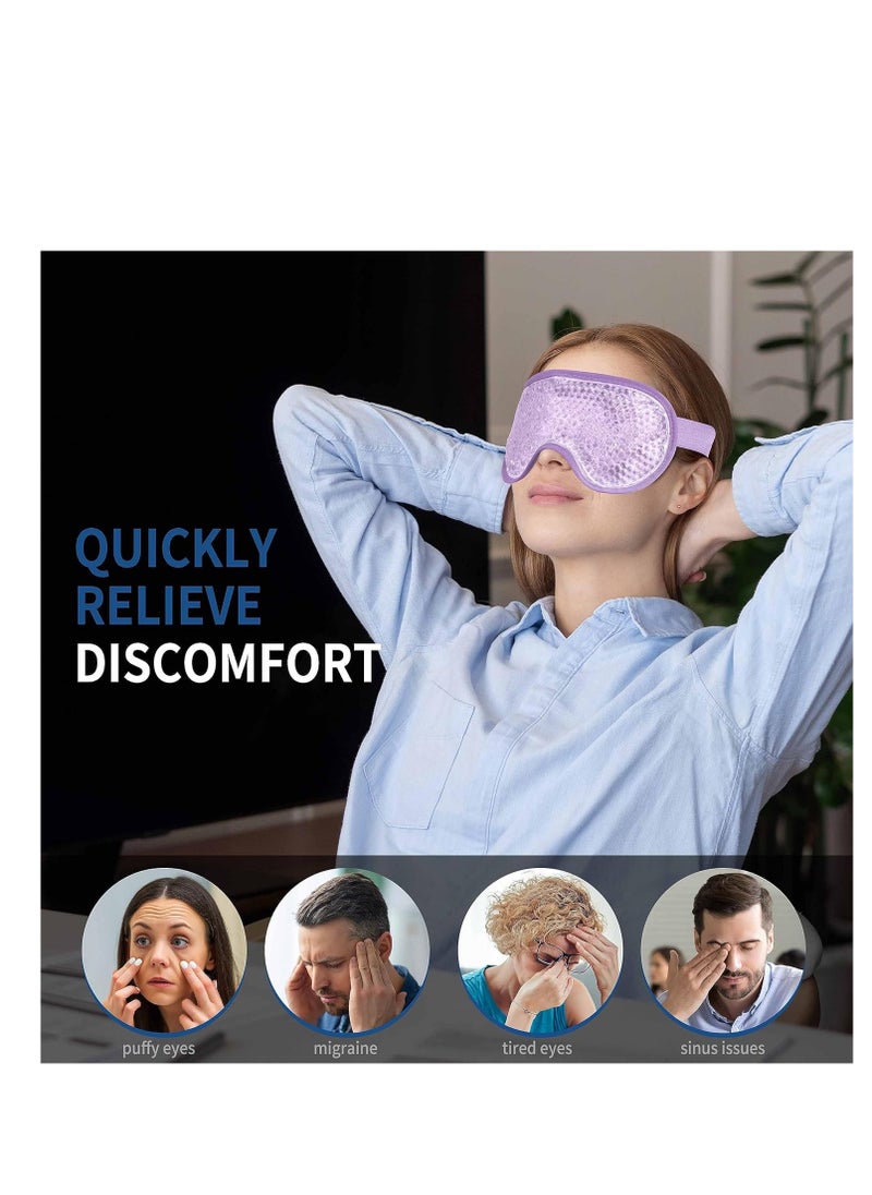 Cooling Eye Mask with Gel Bead, Reusable Cold Compress Ice Pack Sleeping Eye Cooling Pads for After Eyelid Surgery, Puffiness, Puffy Eyes, Headache, Migraine Relief （Purple）