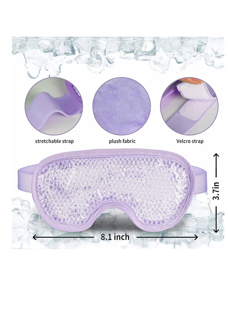 Cooling Eye Mask with Gel Bead, Reusable Cold Compress Ice Pack Sleeping Eye Cooling Pads for After Eyelid Surgery, Puffiness, Puffy Eyes, Headache, Migraine Relief （Purple）