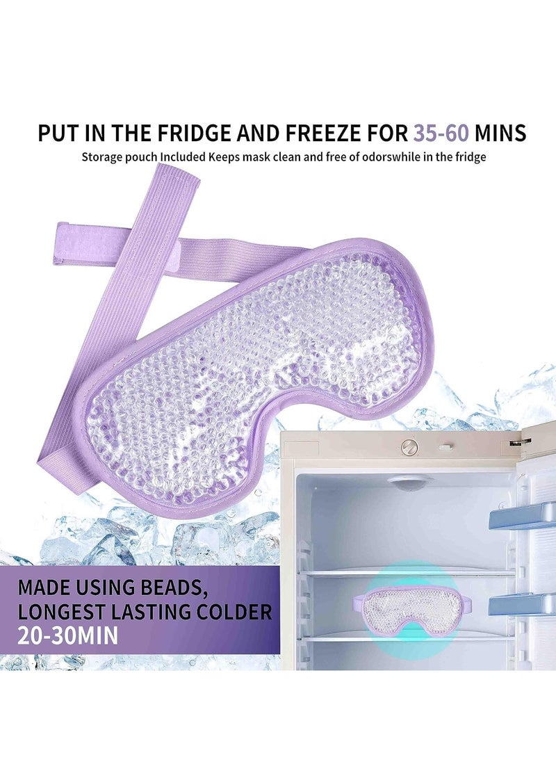 Cooling Eye Mask with Gel Bead, Reusable Cold Compress Ice Pack Sleeping Eye Cooling Pads for After Eyelid Surgery, Puffiness, Puffy Eyes, Headache, Migraine Relief （Purple）