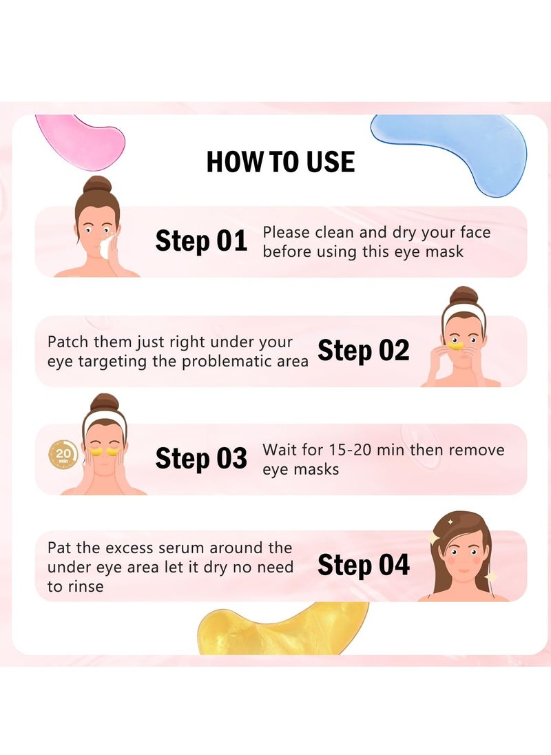 Under Eye Patches (30 Pairs) Hyaluronic Acid Eye Masks for Puffy Eyes, Dark Circles, Eye Bag, Wrinkles - Skin Care Gifts for Women, Under Eye Gel Patches