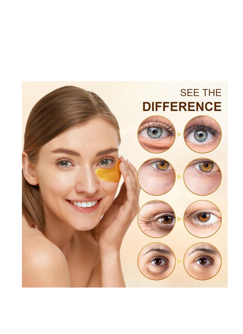 20Pairs/40Pcs 24K Gold Eye Patches, Collagen Eye Masks for Dark Circles and Eye Bags, Smooth Wrinkles & Puffy Eyes, Moisturizing Skin, Skincare Eye Treatment, Beauty & Personal Care