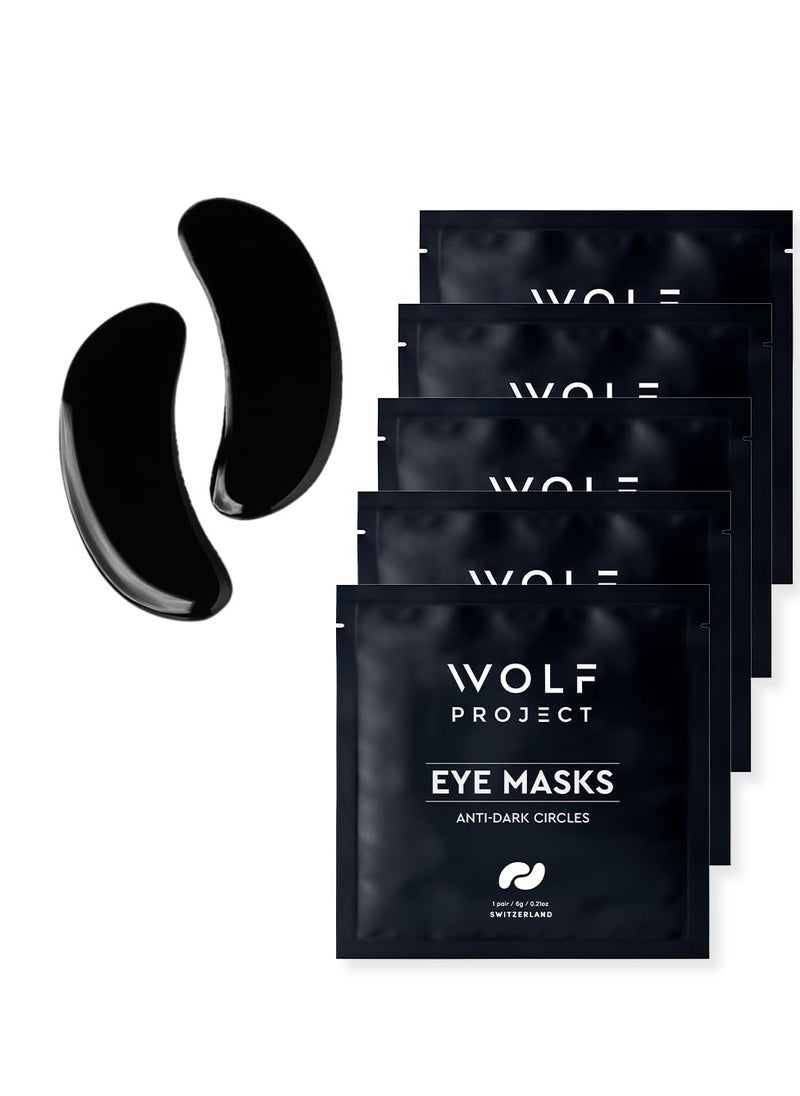 Wolf Project Under Eye Patches (5 pairs) For Dark Circles, Puffy Eyes, and Wrinkles - With Caffeine, Vitamin C and Peptides. Under Eye Masks Reduce Tired Eyes And Under Eye Bags