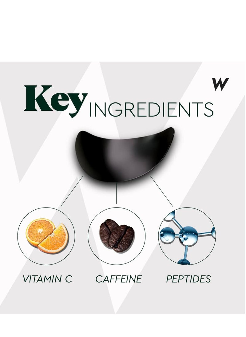 Wolf Project Under Eye Patches (15 pairs) For Dark Circles, Puffy Eyes, and Wrinkles - With Caffeine, Vitamin C and Peptides. Under Eye Masks Reduce Tired Eyes And Under Eye Bags