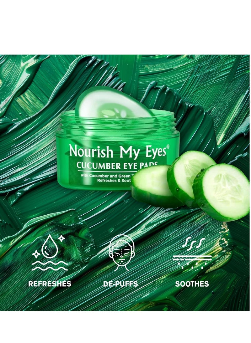 Fran Wilson Nourish My Eyes Eye Pads - Soothe Tired Eyes, Reduce Puffiness & Dark Circles, hydrates the skin around the eyes - 36 Count - Cooling & Refreshing, Instantly (Cucumber)