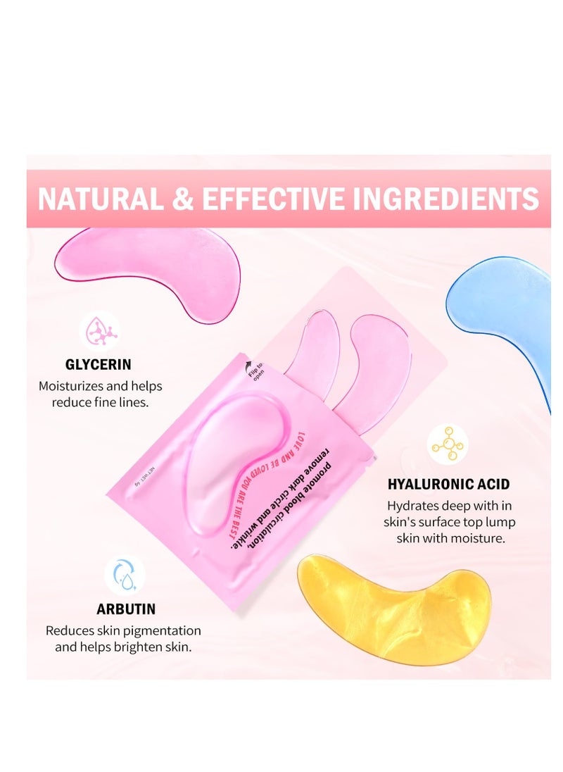 Under Eye Patches (30 Pairs) 24K Gold Eye Mask and Hyaluronic Acid Eye Patches for Puffy Eyes, Rose Eye Masks for Dark Circles, Puffiness, Eye Bag, Wrinkles - Gift for Women