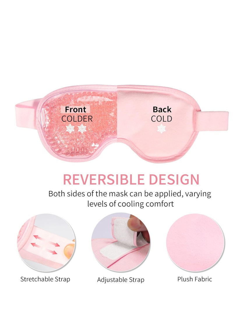 Cooling Eye Mask with Gel Bead, Reusable Cold Compress Ice Pack Sleeping Eye Cooling Pads for After Eyelid Surgery, Puffiness, Puffy Eyes, Headache, Migraine Relief (Pink)