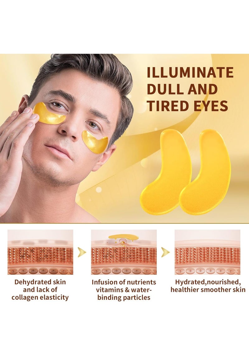 10Pairs 20Pcs 24K Gold Under Eye Patches, Collagen Eye Masks for Dark Circles and Puffiness, Reduce Wrinkles and Puffy Eyes, Refresh Your Skin, Women Skincare Eye Treatment Products