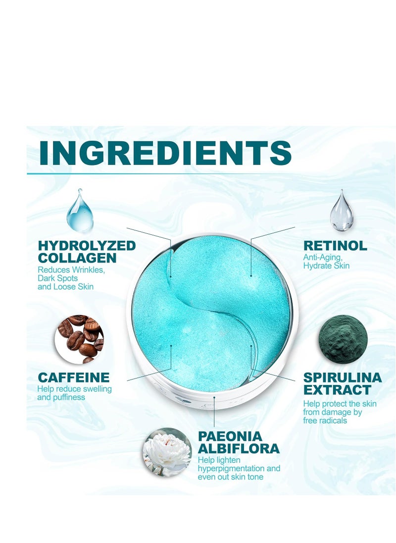 Under Eye Patches For Puffy Eyes And Dark Circles - Retinol Collagen Under Eye Masks - Reduce Wrinkles & Bags - Skin Treatment Pads - Anti Aging Moisturizer Mask For Women Gift - 60 Gel Pads