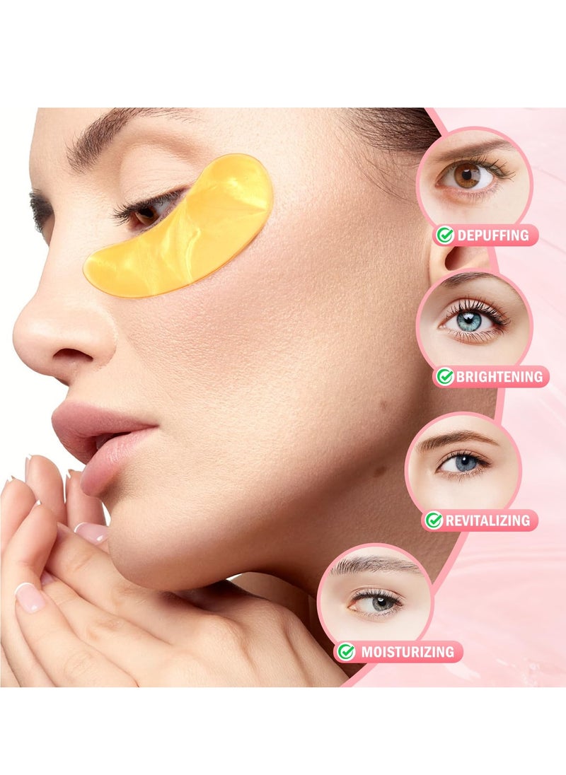 Under Eye Patches (30 Pairs) - 24K Gold Eye Mask for Puffy Eyes, Dark Circles, Under Eye Bags and Smooth Wrinkles, Eye Gel Pads With Collagen, Hyaluronic Acid & Castor Oil