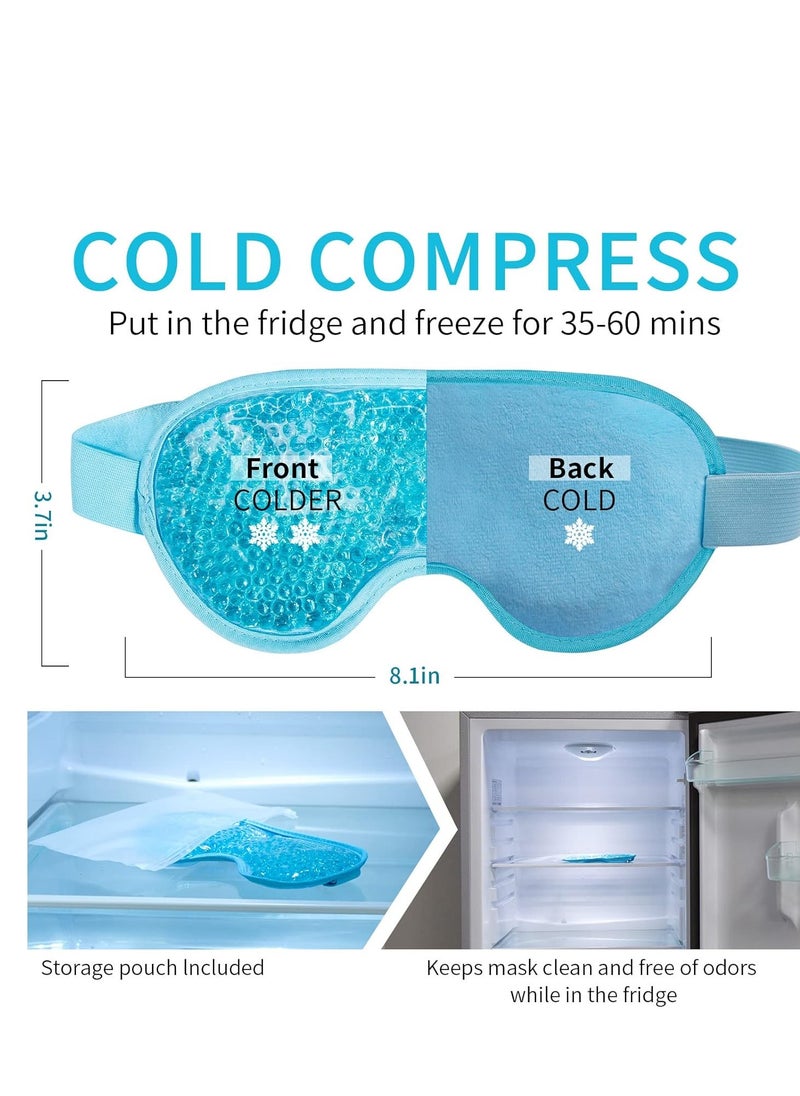 Cooling Eye Mask with Gel Bead, Reusable Cold Compress Ice Pack Sleeping Eye Cooling Pads for After Eyelid Surgery, Puffiness, Puffy Eyes, Headache, Migraine Relief(Blue)
