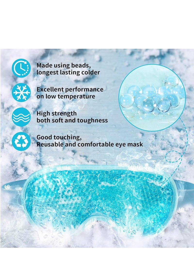 Cooling Eye Mask with Gel Bead, Reusable Cold Compress Ice Pack Sleeping Eye Cooling Pads for After Eyelid Surgery, Puffiness, Puffy Eyes, Headache, Migraine Relief(Blue)