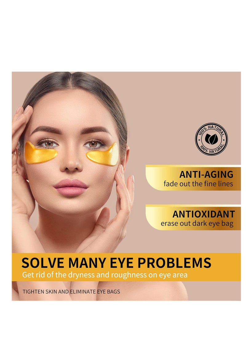 Under Eye Patches, 24K Gold Eye Mask - 12 Pairs, Collagen Eye Patch for Puffy Eyes and Dark Circles and Anti-Aging, Deep Moisturizing Eye Treatment Masks for Women and Men