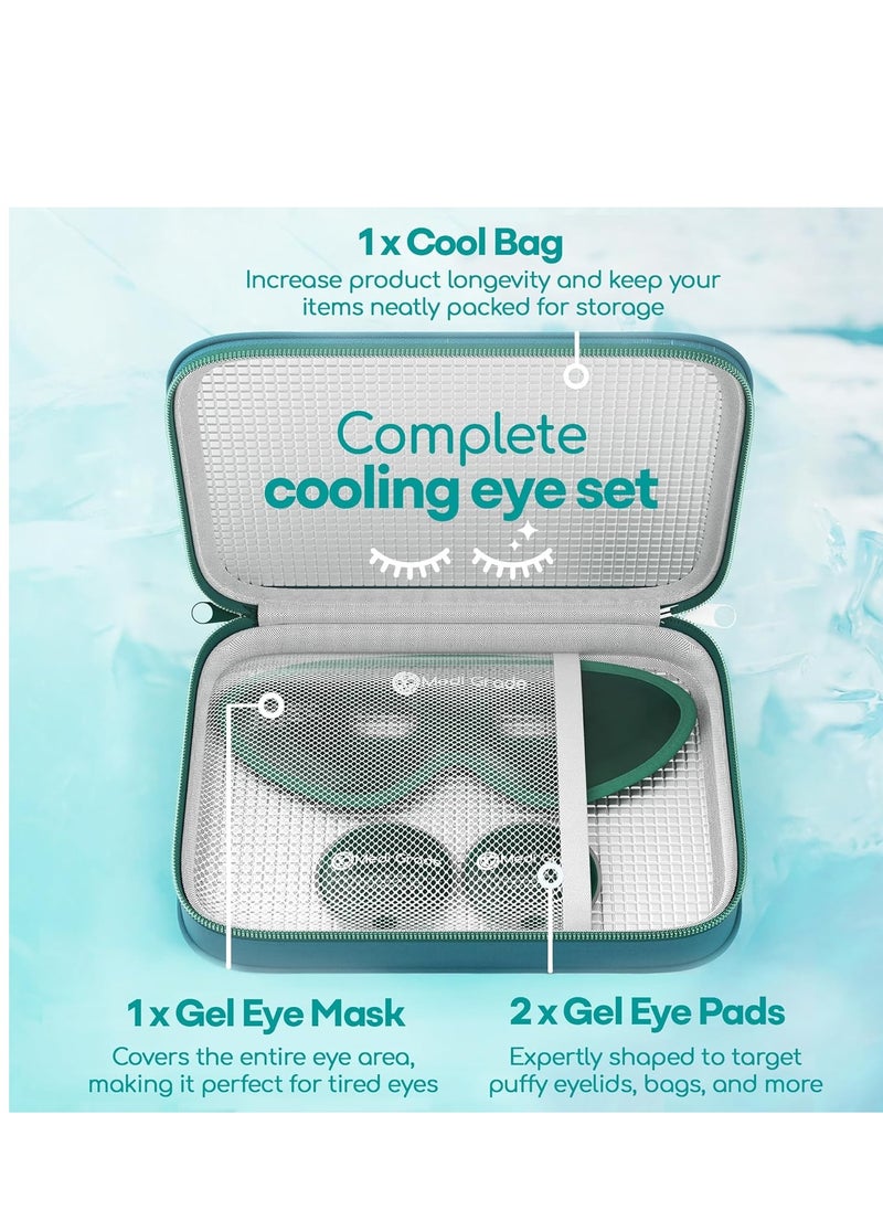 Medi Grade Cooling Eye Mask for Puffy Eyes, Allergies, Sinuses - Reusable Gel Eye Mask and Cooling Pads with Thermo-Bag for Dark Circles, Hangovers and Migraine Relief - Cold Eyemask