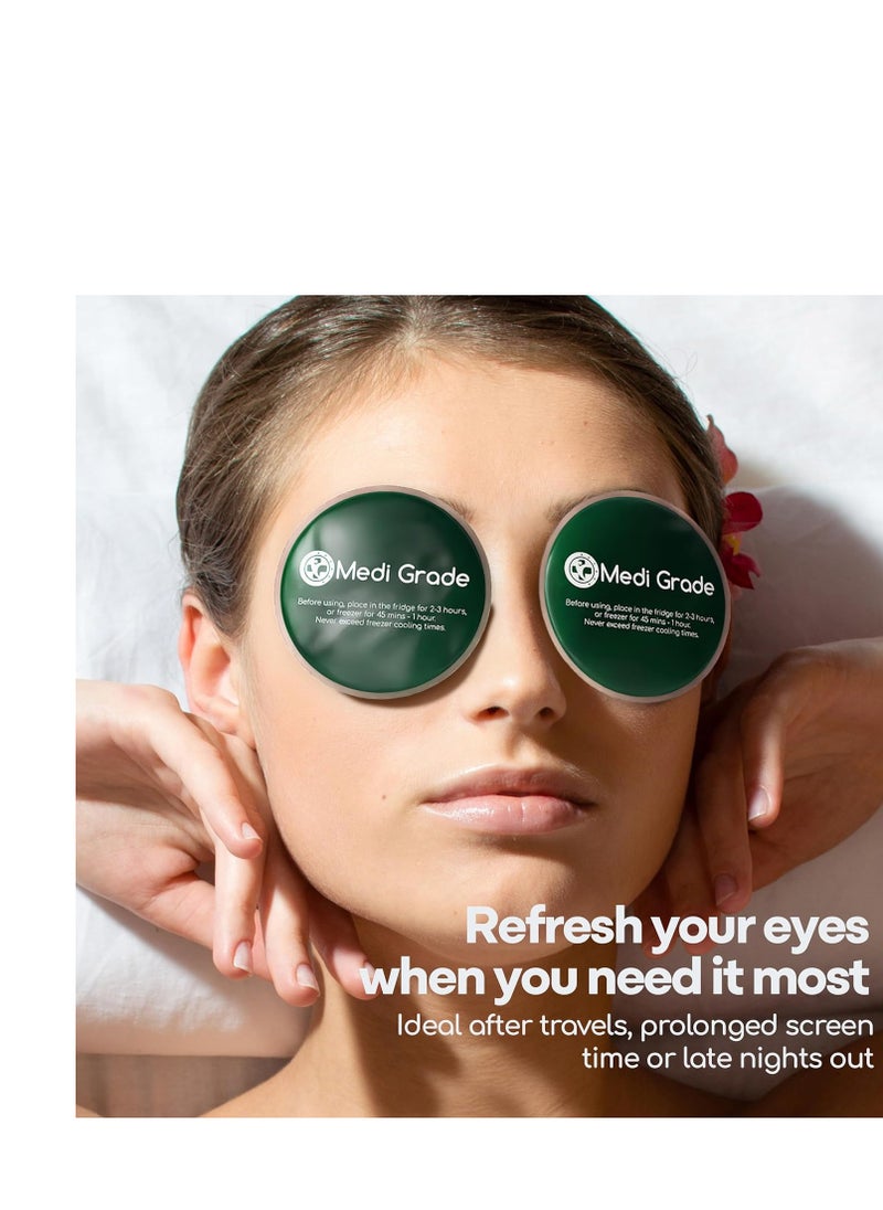 Medi Grade Cooling Eye Mask for Puffy Eyes, Allergies, Sinuses - Reusable Gel Eye Mask and Cooling Pads with Thermo-Bag for Dark Circles, Hangovers and Migraine Relief - Cold Eyemask