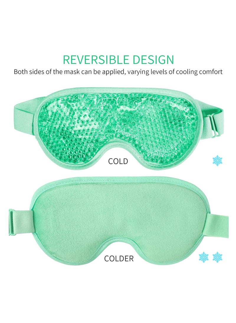 Cooling Eye Mask with Gel Bead, Reusable Cold Compress Ice Pack Sleeping Eye Cooling Pads for After Eyelid Surgery, Puffiness, Puffy Eyes, Headache, Migraine Relief (Green)