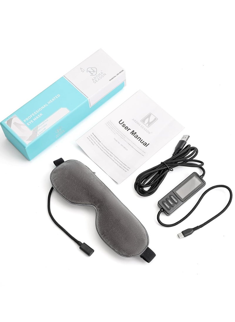 Aroma Season Heated Eye Mask, Warm Eye Compress for Dry Eyes Stye Blepharitis MGD and Blepharitis, Moist Heat Treatment to Unclog Lacrimal Glands (Dark Gray)
