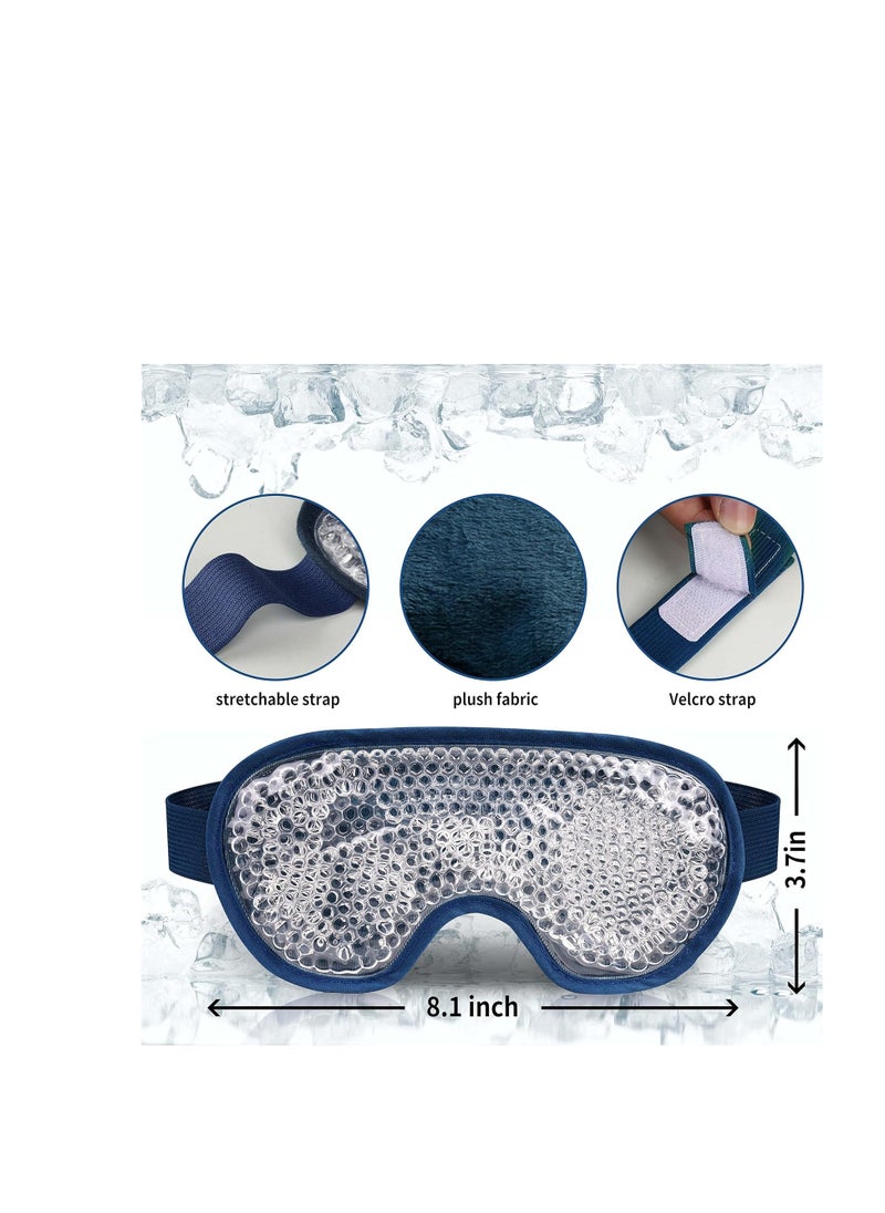 Cooling Eye Mask with Gel Bead, Reusable Cold Compress Ice Pack Sleeping Eye Cooling Pads for After Eyelid Surgery, Puffiness, Puffy Eyes, Headache, Migraine Relief(Navy Blue)