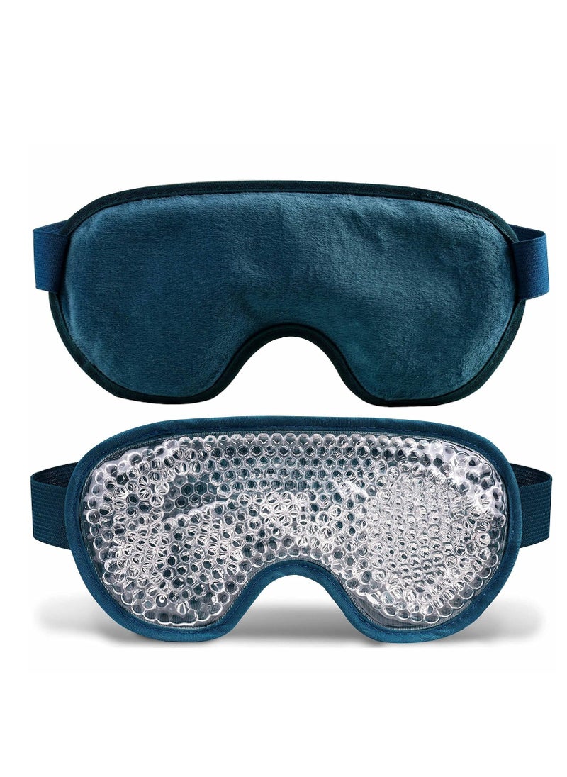 Cooling Eye Mask with Gel Bead, Reusable Cold Compress Ice Pack Sleeping Eye Cooling Pads for After Eyelid Surgery, Puffiness, Puffy Eyes, Headache, Migraine Relief(Navy Blue)