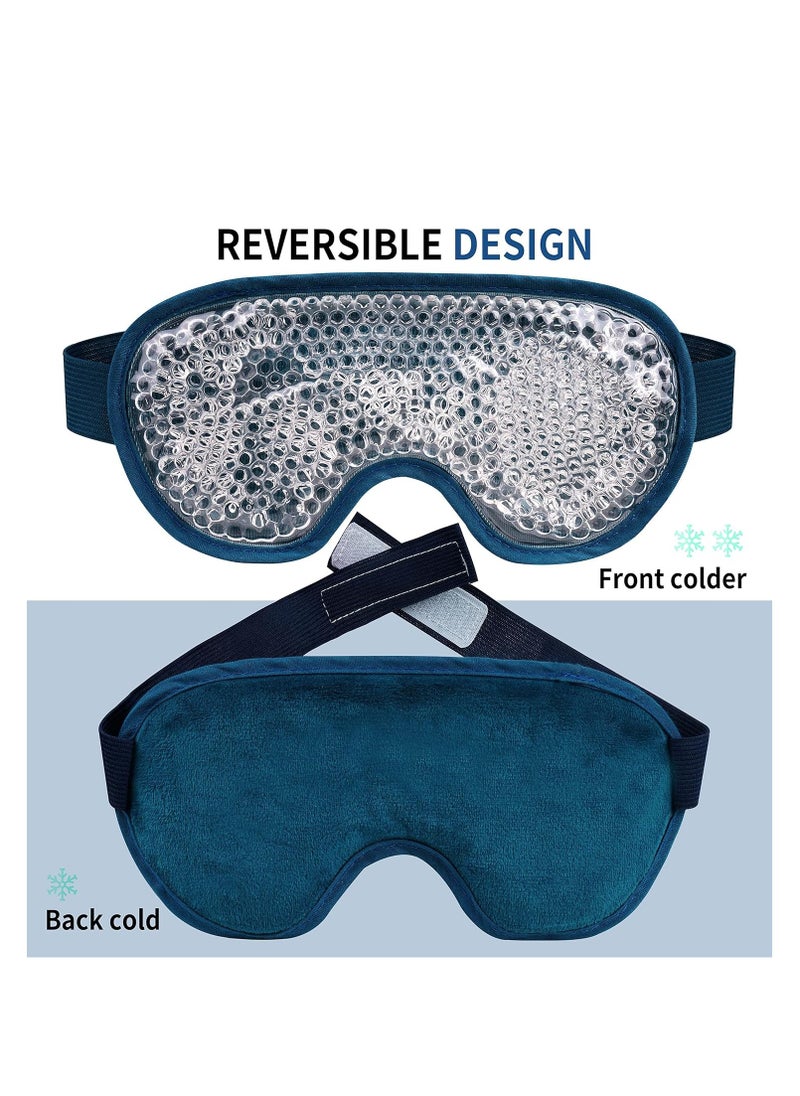 Cooling Eye Mask with Gel Bead, Reusable Cold Compress Ice Pack Sleeping Eye Cooling Pads for After Eyelid Surgery, Puffiness, Puffy Eyes, Headache, Migraine Relief(Navy Blue)