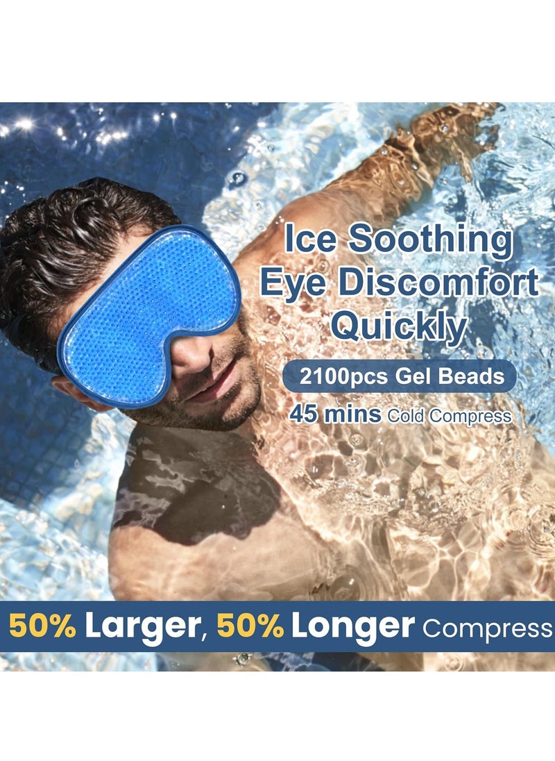 BeeVines Cooling Eye Mask, 2 Pack XL Jumbo Size Freezer Gel Eye Masks for Puffy Eyes Face, Ice Eye Mask, Cold & Warm Compress, Frozen Ice Pack for Post Eye Surgery & Allergies(Navy Blue)