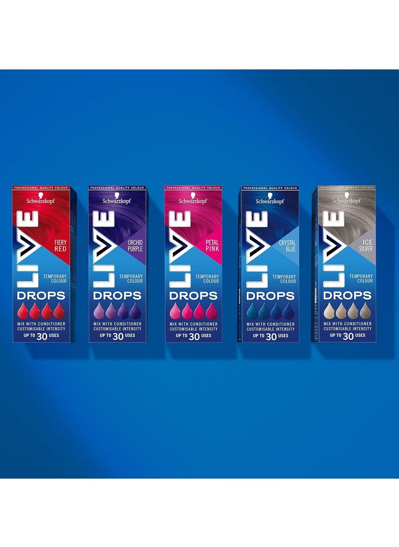 Live Schwarzkopf Colour Drops Vegan Semi Permanent Lasts 2 to 12 Washes Ice Silver 30 ml
