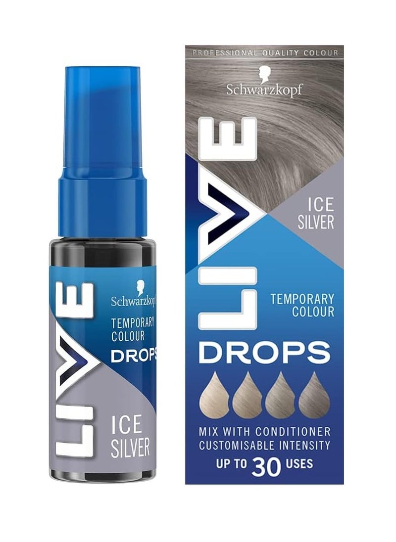 Live Schwarzkopf Colour Drops Vegan Semi Permanent Lasts 2 to 12 Washes Ice Silver 30 ml