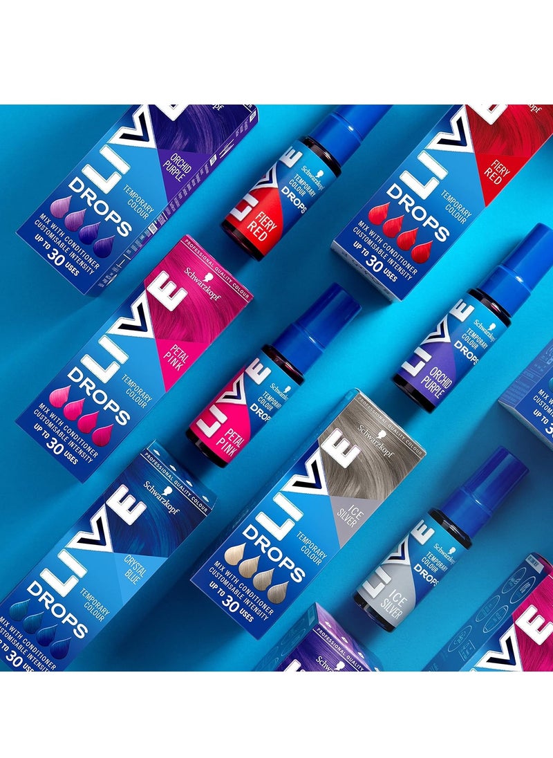 Live Schwarzkopf Colour Drops Vegan Semi Permanent Lasts 2 to 12 Washes Ice Silver 30 ml