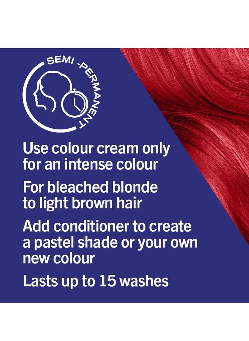 LIVE Ultra Brights Pillar Box Red Semi Permanent Hair Dye 092 Red Hair Dye for Bright or Pastel Hair Colour Vibrant Colour Lasts up to 15 Washes