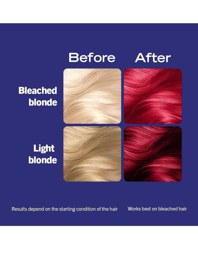 LIVE Ultra Brights Pillar Box Red Semi Permanent Hair Dye 092 Red Hair Dye for Bright or Pastel Hair Colour Vibrant Colour Lasts up to 15 Washes
