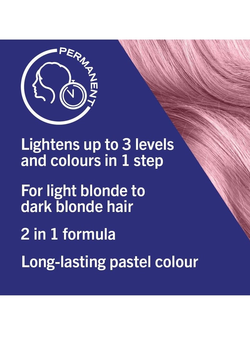 LIVE Lightener plus Twist Permanent Pink Hair Dye 2 in 1 Formula Lightens and Colours Up To 3 Levels Mauve Kiss 105