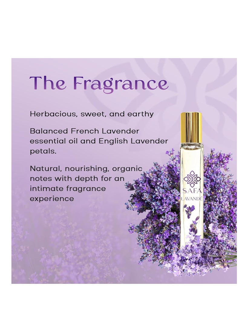 SAFA Lavandé Fragrance Oil Roller (No Alc) French Lavender Scent & English Petals | Organic Oil for Women & Men | 10 mL (.33 fl Oz)
