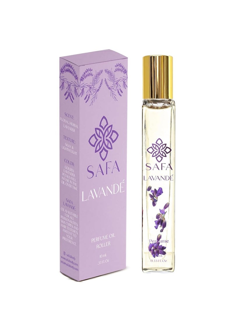 SAFA Lavandé Fragrance Oil Roller (No Alc) French Lavender Scent & English Petals | Organic Oil for Women & Men | 10 mL (.33 fl Oz)