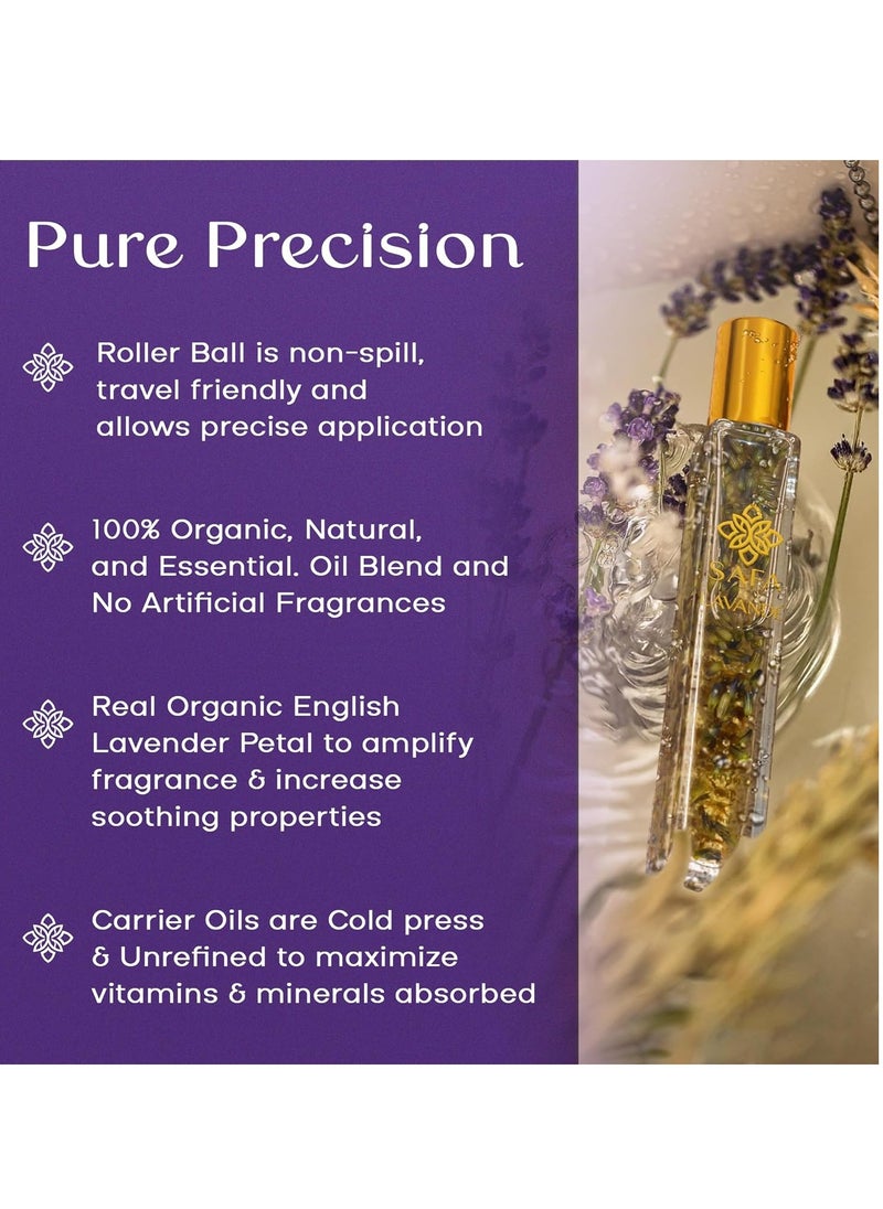 SAFA Lavandé Fragrance Oil Roller (No Alc) French Lavender Scent & English Petals | Organic Oil for Women & Men | 10 mL (.33 fl Oz)