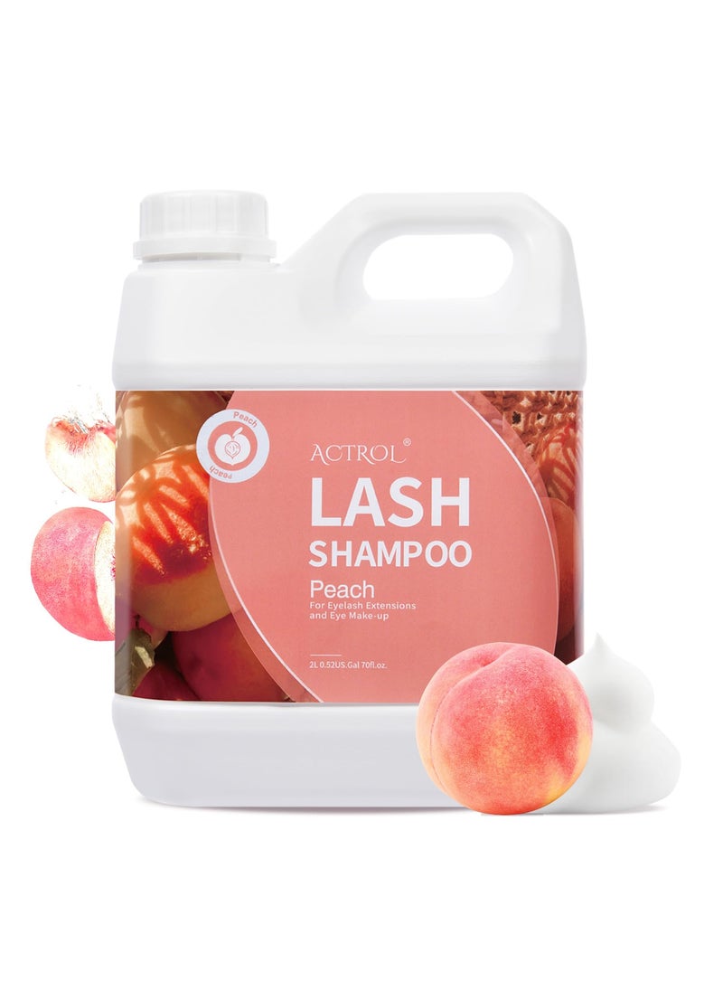Eyelash Extension Cleanser Peach 2L Natural Lash Extension Shampoo Professional Eyelid Foaming Cleanser Paraben  Sulfate Free Nonlrritating with Salon and Home Care